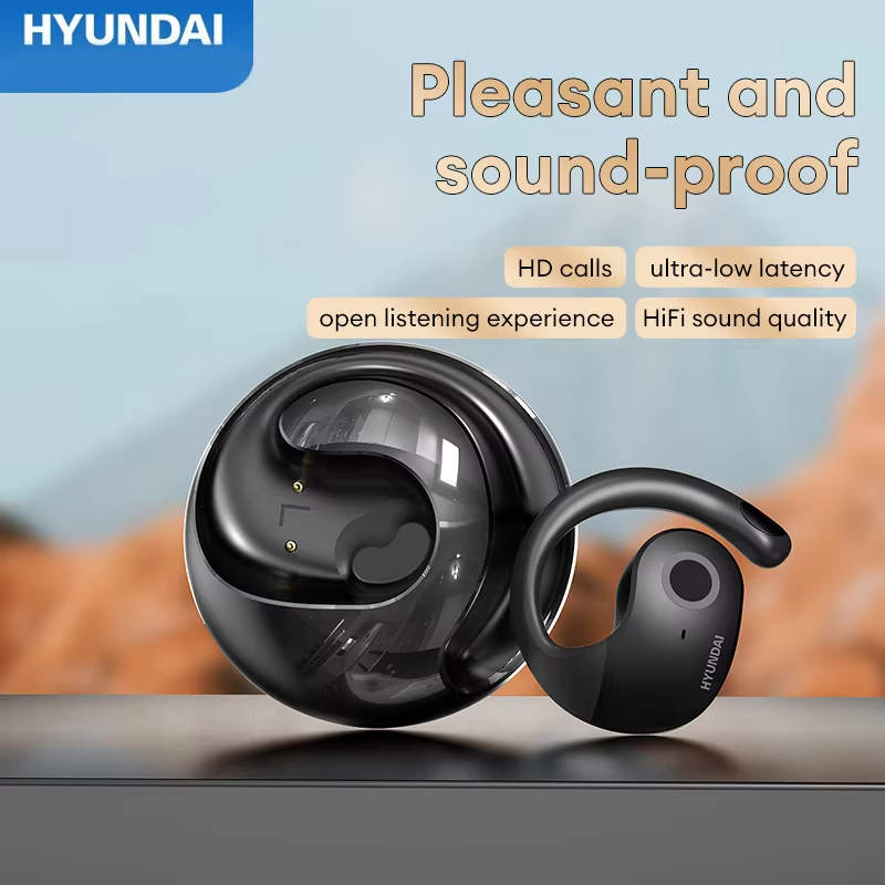 HYUNDAI HY-T26 Clip on Wireless Earphones Bluetooth 5.3 Sport Ear Hook Earbuds Low Latency Gaming Headphones Long Battery Life Headset HIFI Sound with