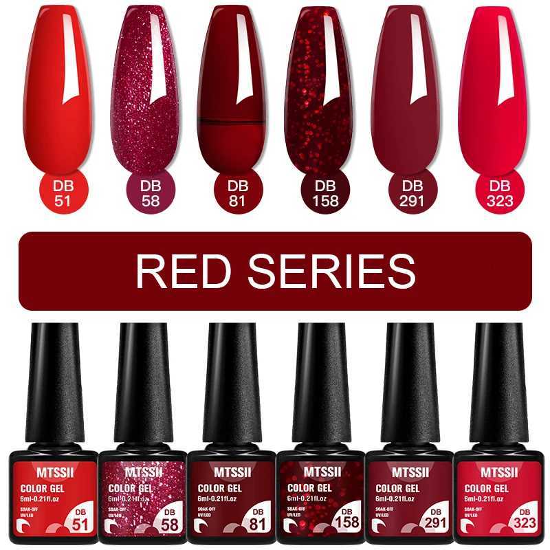 6pcs Gel Nail Polish Set HEMA Free Red Brown Color Semi Permanent Soak Off UV Gel Varnish Nail Art Decoration Nail Supplies DIYT251127