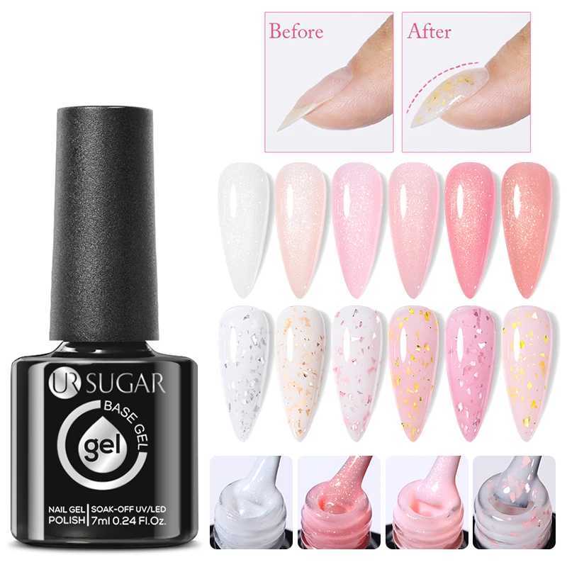 UR SUGAR 7ml Glitter Rubber Base Gel Polish Sparking Sequins Semi Permanent Soak Off UV LED Varnish DIY Nail Art Salon ManicureT251127