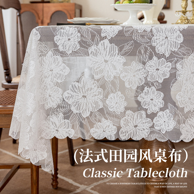 A844 Camellia lace tablecloth non-slip high-grade coffee table cloth light luxury studio atmosphere table cover cloth cross-border wholesale