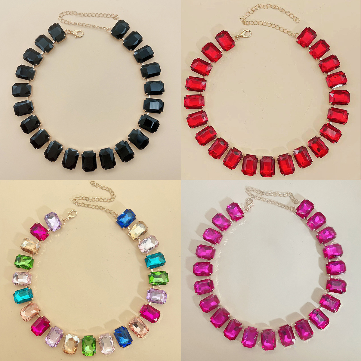 Chokers Exquisite Charm Shining Glass Crystal Necklace Handcrafted Claw Inlaid Crystal Chain Collar Women Cube Statement Collar Gift 230927