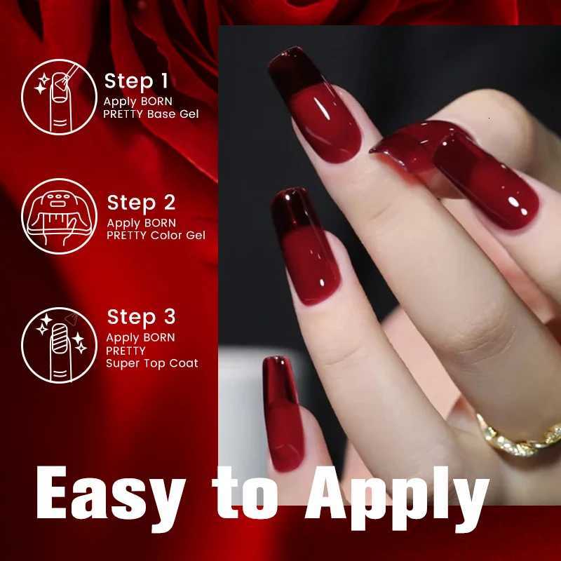 BORN PRETTY 10ml Blood Red Jelly Gel Nail Polish Halloween Nails Art Gel Polish Sheer Translucent Nail Gel for Winter ManicureT251127