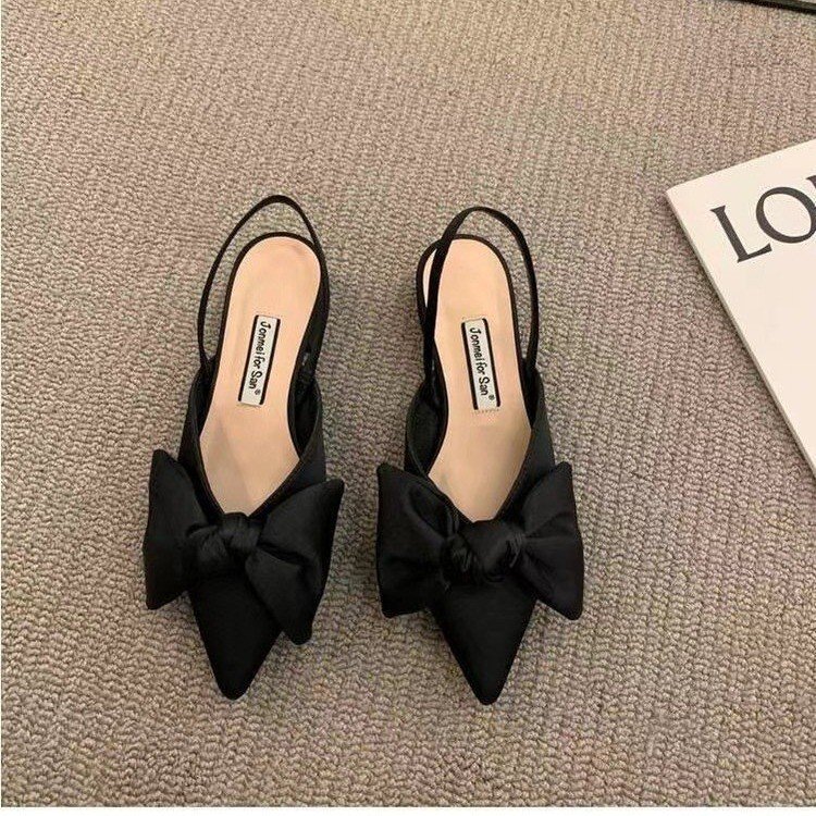 Free shipping designer Women's Summer 2025 new style fashionable and casual pointed black low-heeled foreign trade trend versatile flip-flop