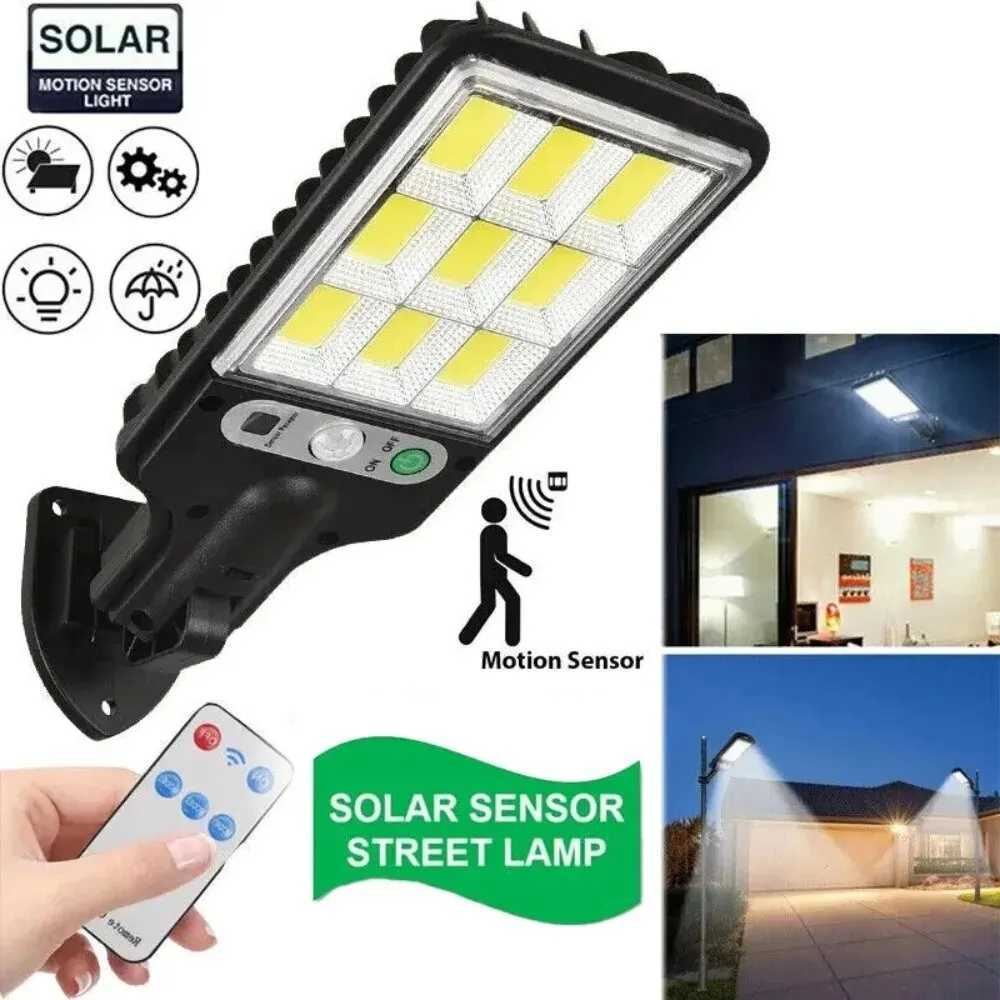 Powerful LED Solar Outdoor Led Courtyard Wall Lamp 3 Modes Human Body Induction Garden Terrace Garage Door Street LightingM251127