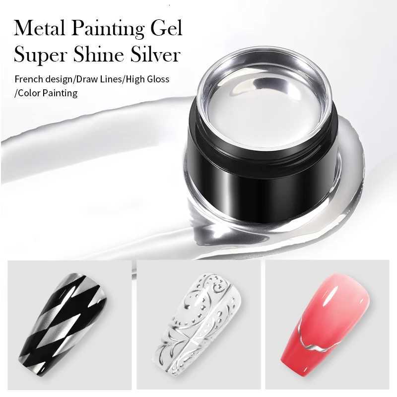BORN PRETTY Super bright Metallic Painting Gel Polish 5ML Gold Silver Metal Gel Nail Polish Flower Drawing Lines French NailsT251127