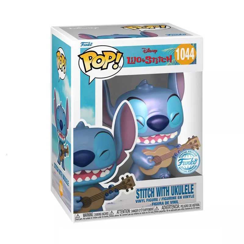 Disney Funko Pop Lilo Stitch Cute Stitch Ukulele Cartoon Figure Model Kids Toys Collectibles Table Ornament Dolls Birthday Gifts H251127