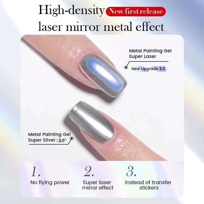 BORN PRETTY Super Bright Metallic Gel Nail Polish Liner Painting Silver Glitter Effect Soak Off Drawing Metal Gel DIY SalonT251127