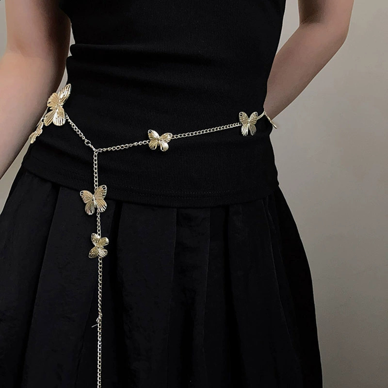 Golden butterfly waist chain versatile simple and niche design belt style exquisite personality elegant and versatile accessories 250225