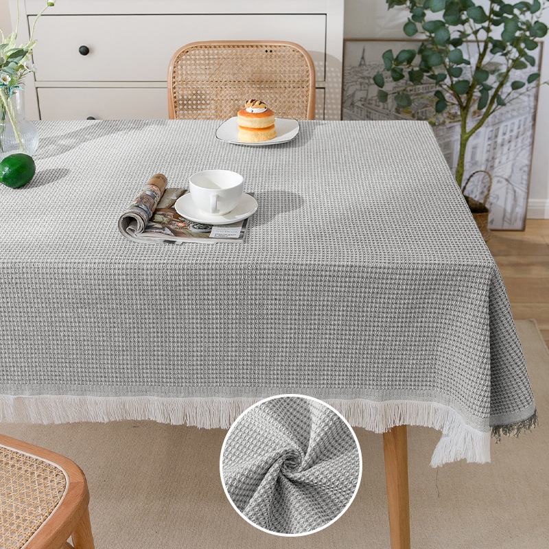 A840 cream wind tassel cotton yarn tablecloth photo atmosphere dustproof table cloth rectangular decorative coffee table cover towel non-slip