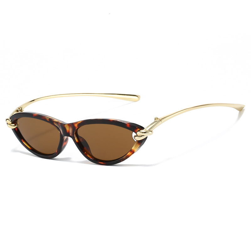 New Arrival: Retro Cat-Eye Sunglasses for Women - European & American Cross-Border Style Fashionable Metal Knot Design UV Protection Trendy Women'