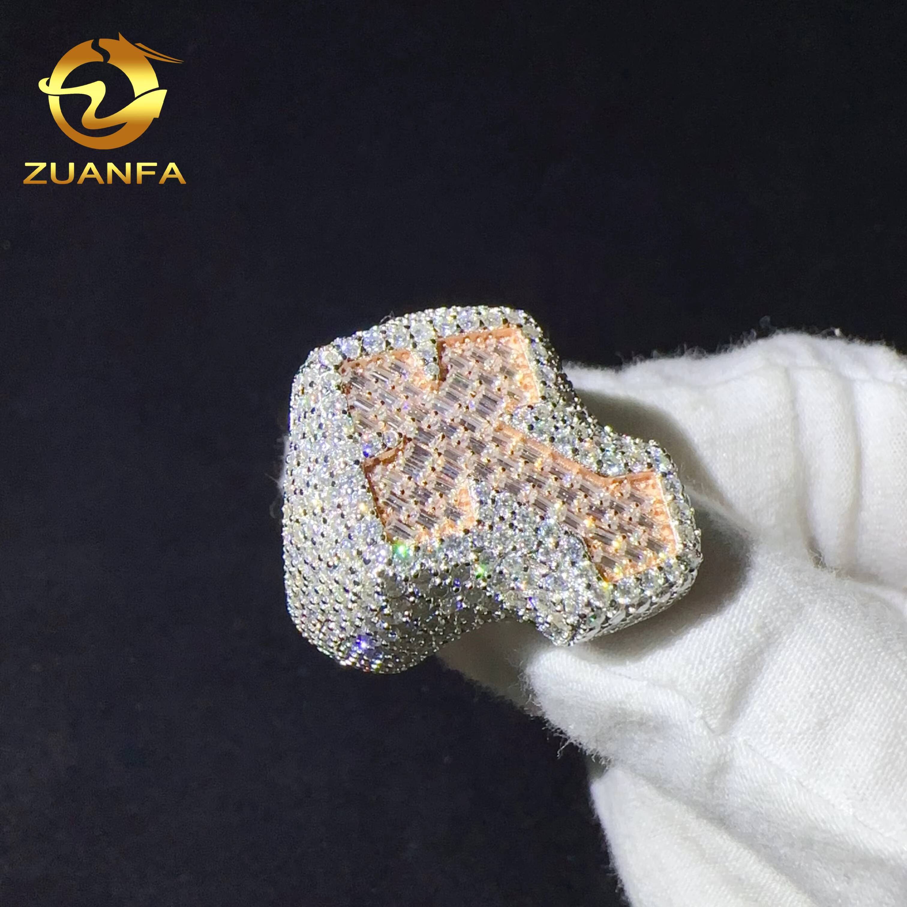 Iced Out Hip Hop Jewelry Men Diamond Ring 925 Sterling Silver High Quality Luxury Custom Moissanite Ring