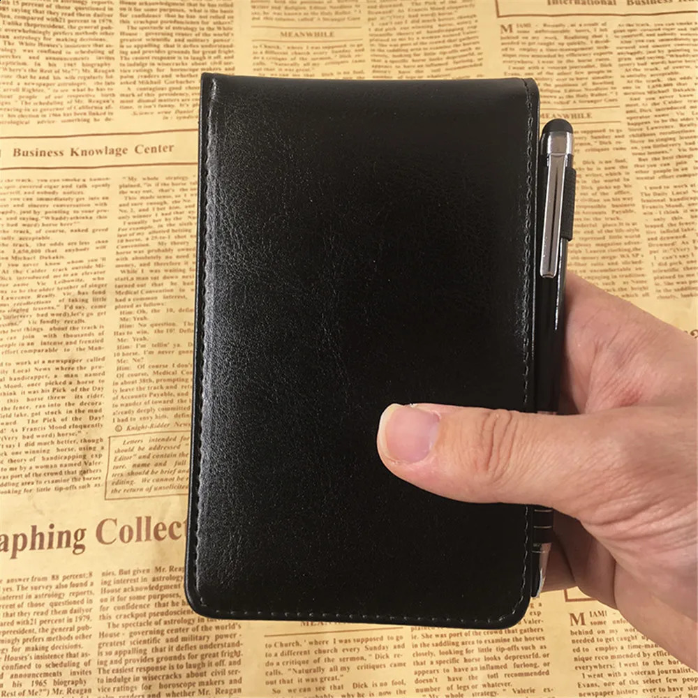 Multi functional PU leather small notebook pocket A7 Planner daily memo mini notebook pen refills business office work notebook 250422