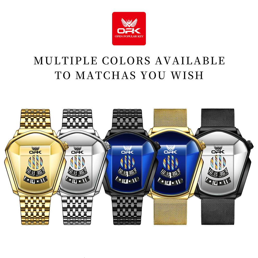 OPK Free Shipping New Designer Watch Wholesale Cross-border Hot Selling Motorcycle Men's Luminous Steel Band Quartz Watch Waterproof Men's Watch Male