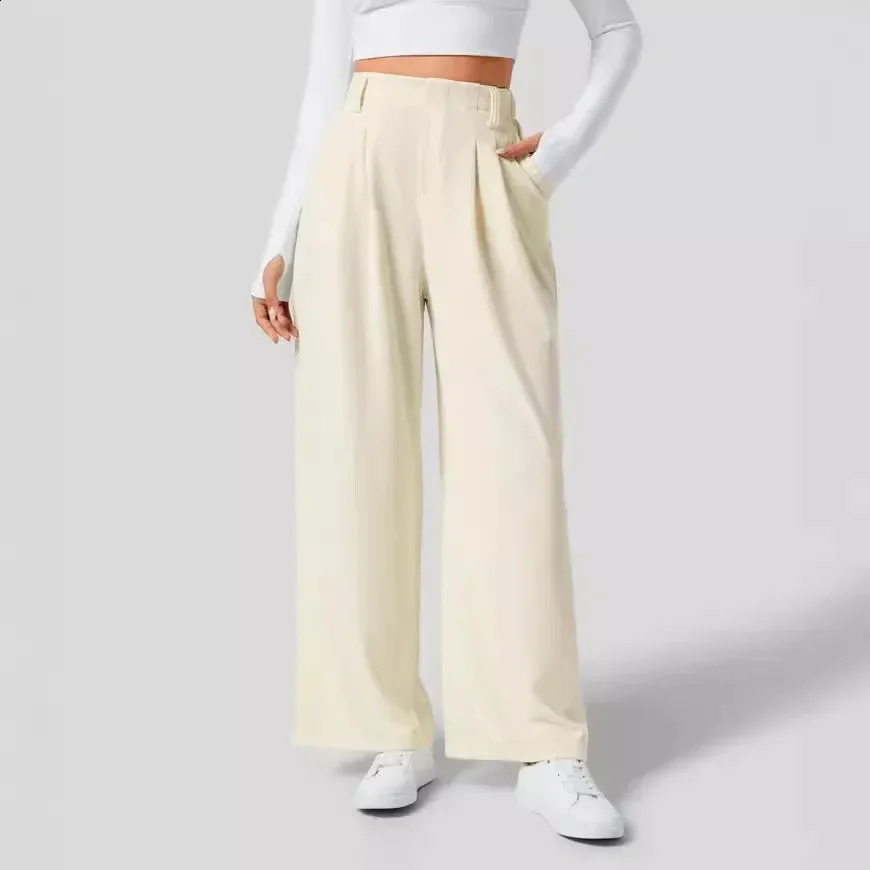 High waist wide leg loose casual pants classic Drapey pants suitable for womens comfortable fit straight leg pants 250427