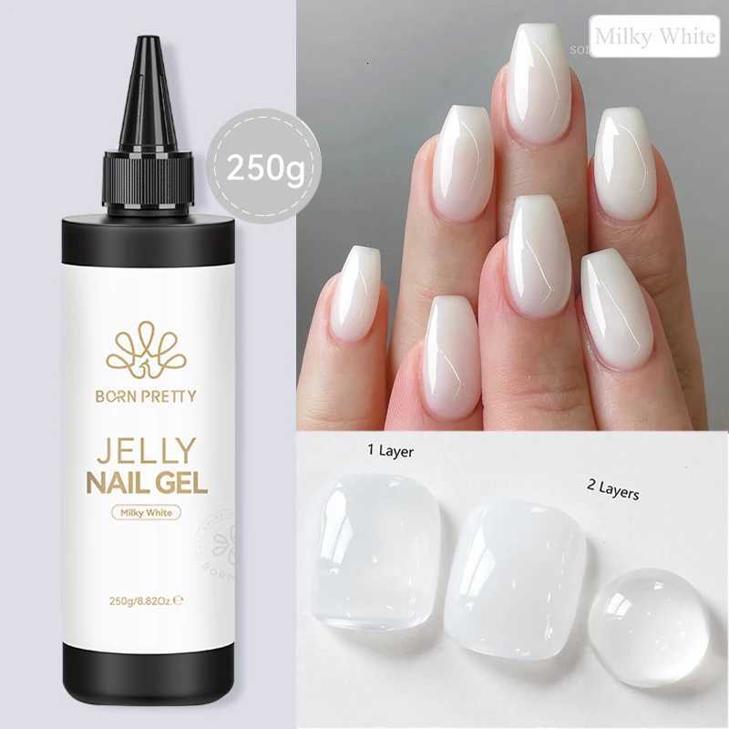 BORN PRETTY 250g Jelly Milky White Pink Translucent Nude Gel Polish Refilled Package Semi Permanent Soak Off UV Nail Art VarnishT251127
