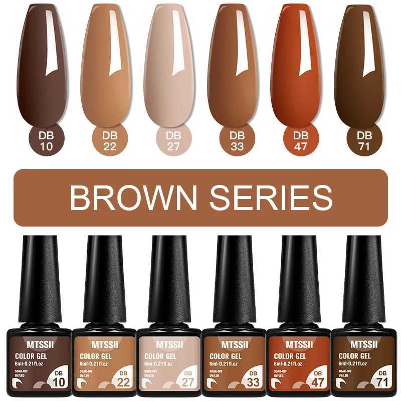 6pcs Gel Nail Polish Set HEMA Free Red Brown Color Semi Permanent Soak Off UV Gel Varnish Nail Art Decoration Nail Supplies DIYT251127