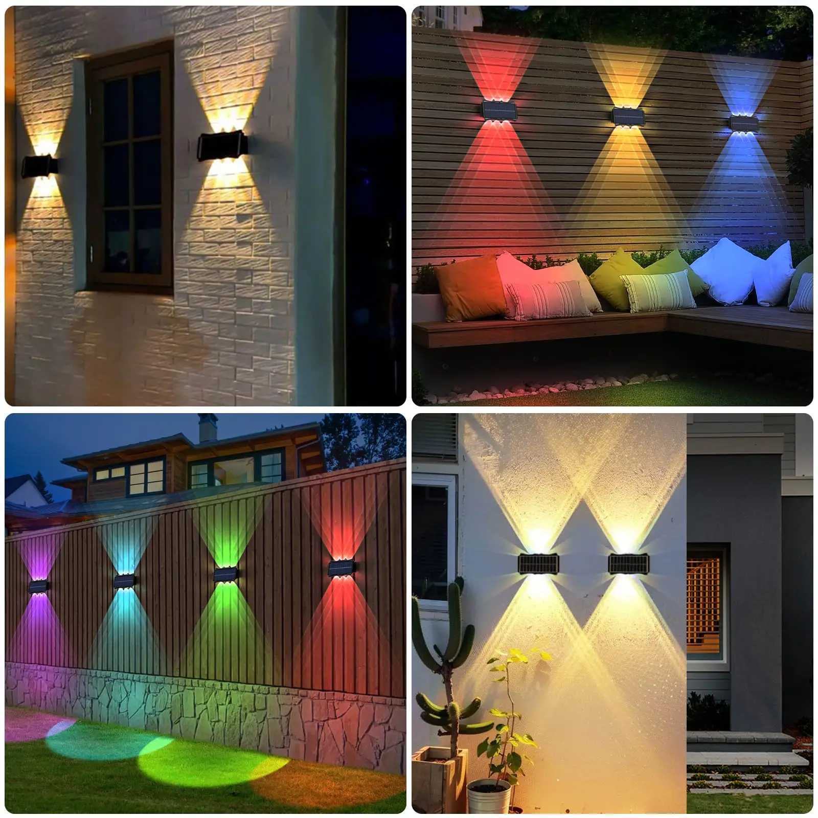 Solar Wall Lamp Outdoor Warm Light Waterproof Up And Down Luminous Lighting Balcony Yard Garden Decoration Lights Exterior WallM251127