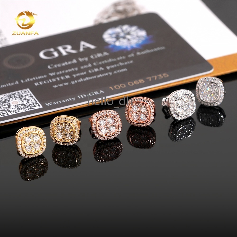 Pass Diamond Tester Hip Hop Iced Out Jewelry Fashion 925 Silver Moissanite Earrings for Men