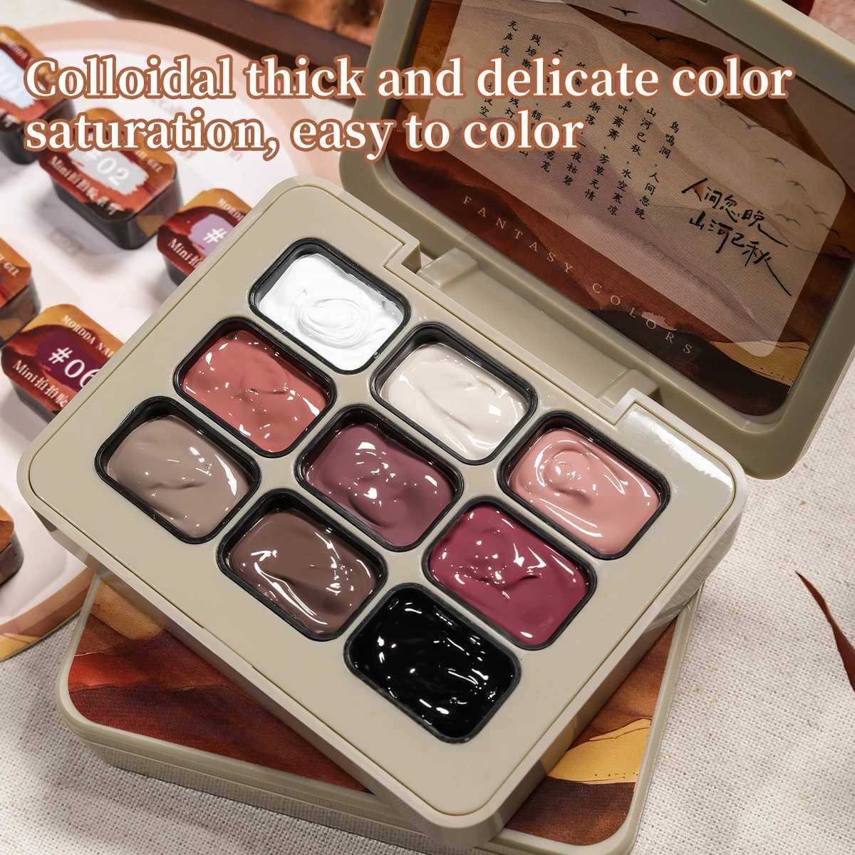 9-colors Memories of Autumn patter glue smudges canned high saturation popular semi-solid nail polish glue nail salonT251127