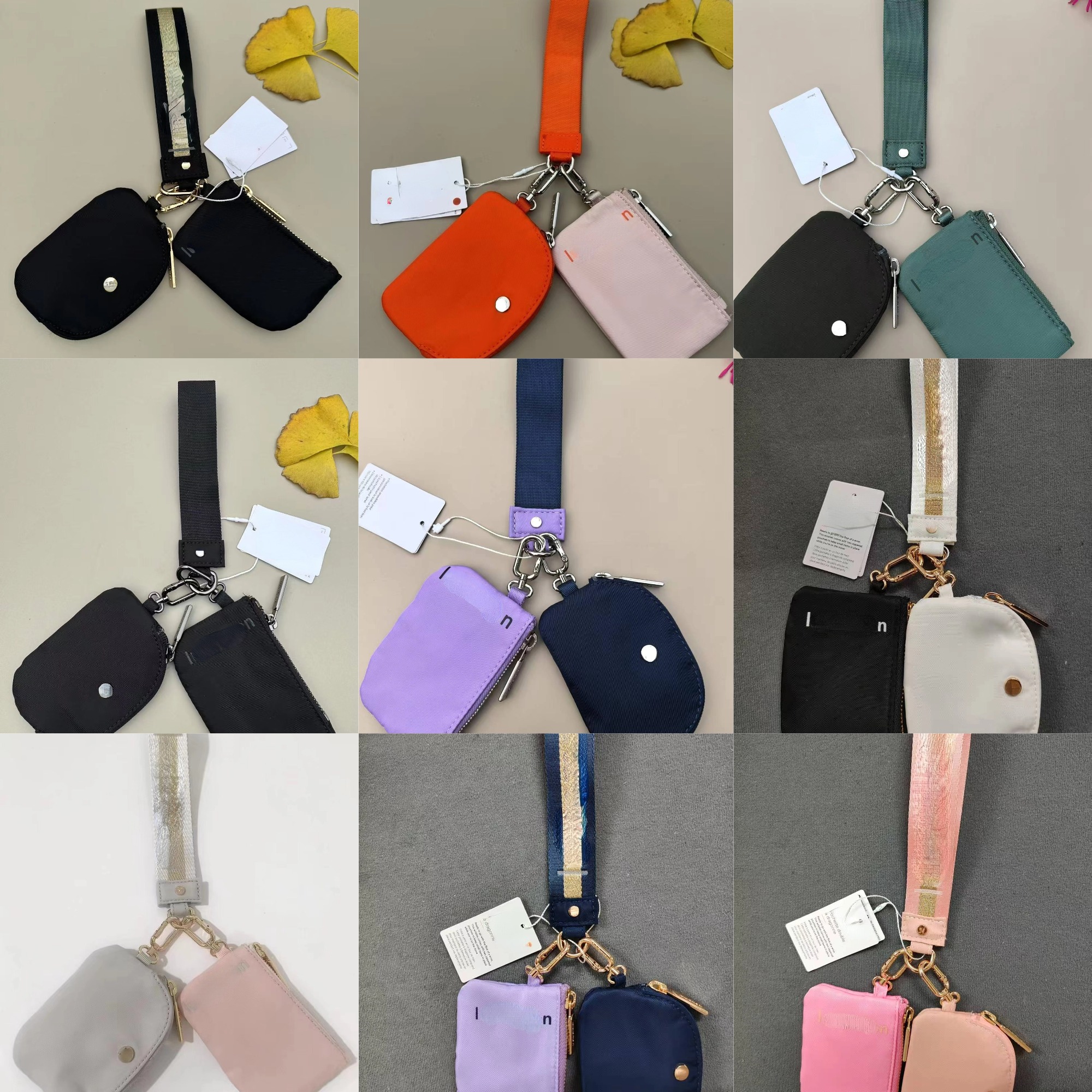 Yoga Bags Various Colors Bag Fashion Letter Printed Bag Dual Pouch Mini Zip Around Wristlet Portable Keychain Wallet Coin Purse Pocket