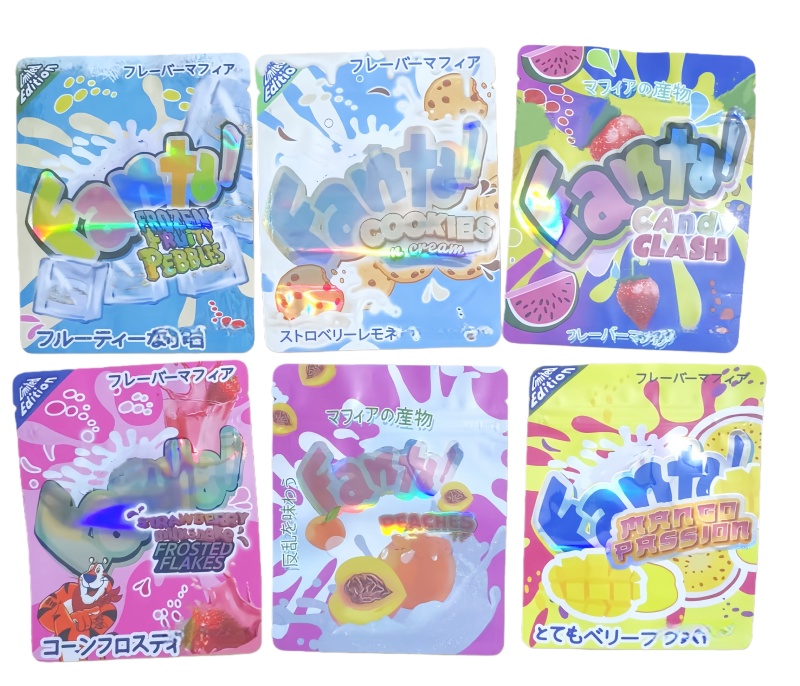 bulk 3.5g mylar bag aluminum foil holographic resealable pouch for dry goods candy nuts storage