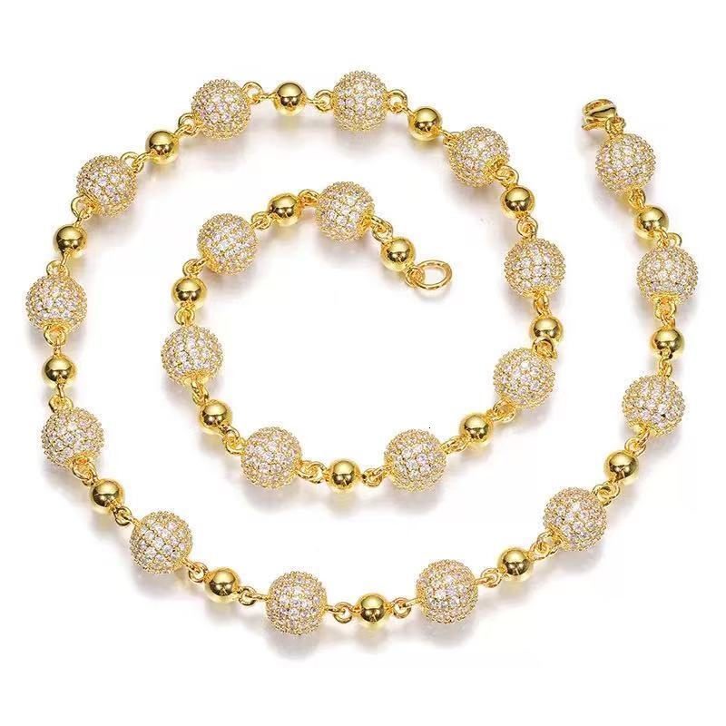 Trendy Fine Jewelry 10mm Round Ball Design Pass Diamond Tester 925Silver Vvs Moissanite Diamond Iced Out Ball Chain Necklace