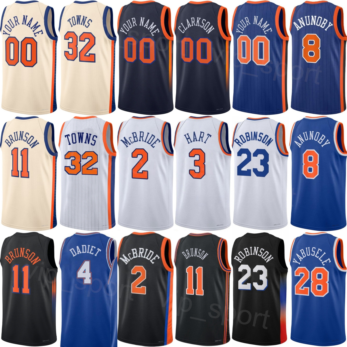 Print City 2026 Basketball Karl-Anthony Towns Jerseys 32 Woman Mans Kids Mikal Bridges 25 OG Anunoby 8 Clarkson 00 Miles McBride 2 Landry Shamet 44 Jalen Brunson 11