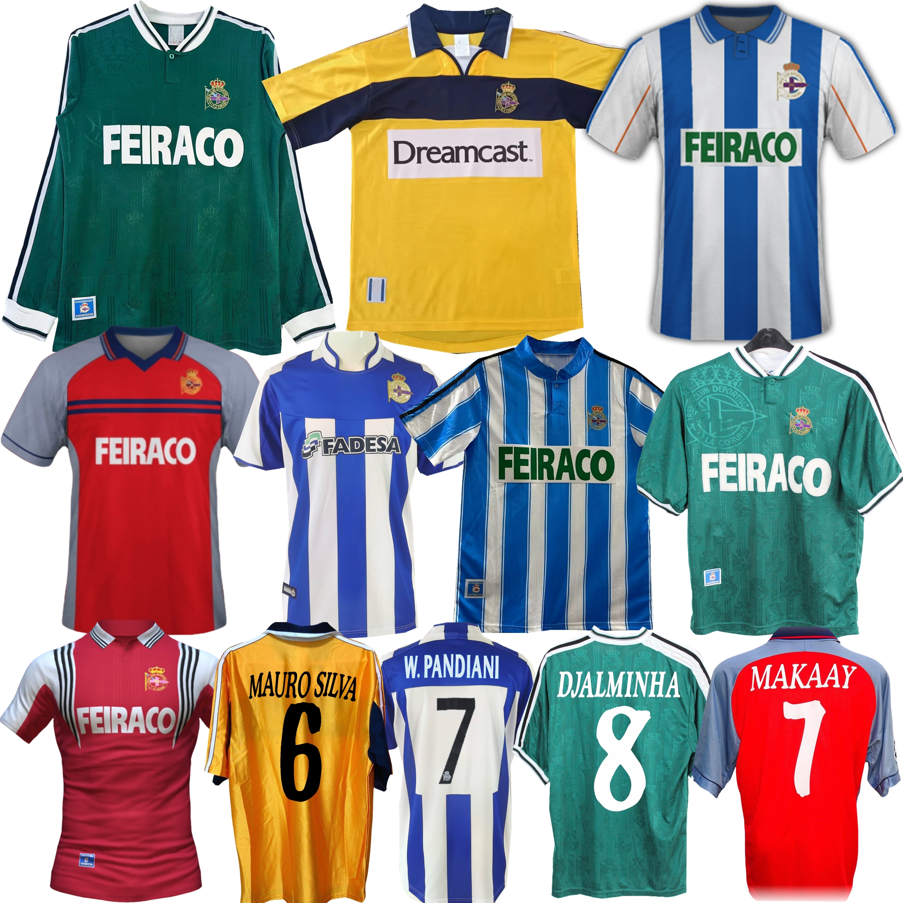 1997 1998 1999 2000 Deportivo La Coruna Retro Soccer Jerseys de MAKAAY DJALMINHA depor TRISTAN VALERON 2003 2004 classic Away Football Shirts