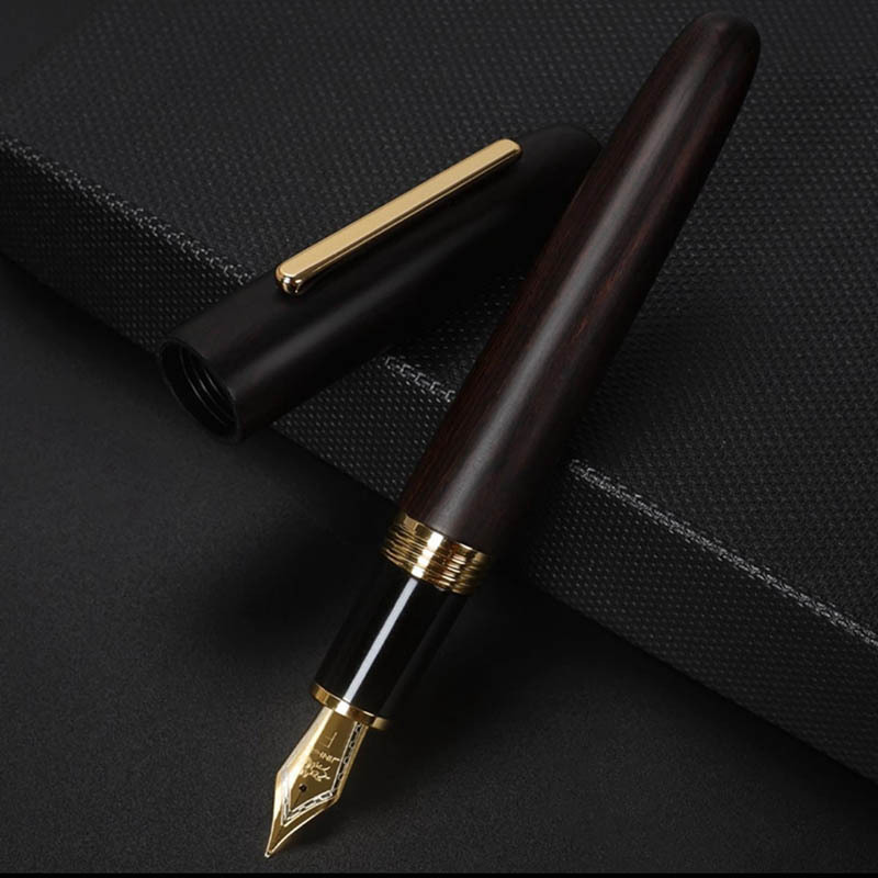 Jinhao 9056 Natural Wood Handmade Fountain Pen M/F Nib Gold Clip Ink Pen Stationary Business Office Gift Writing School Supplies 240110