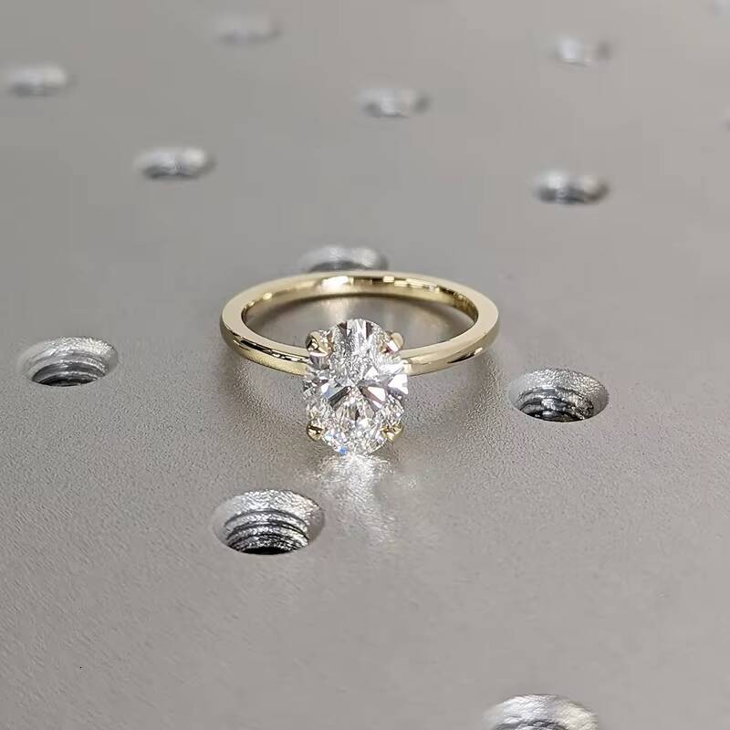 Hot Sale 2Ct D-VS1 Engagement 14k Solitaire Yellow Gold Oval Cut IGI Diamond Ring for Women