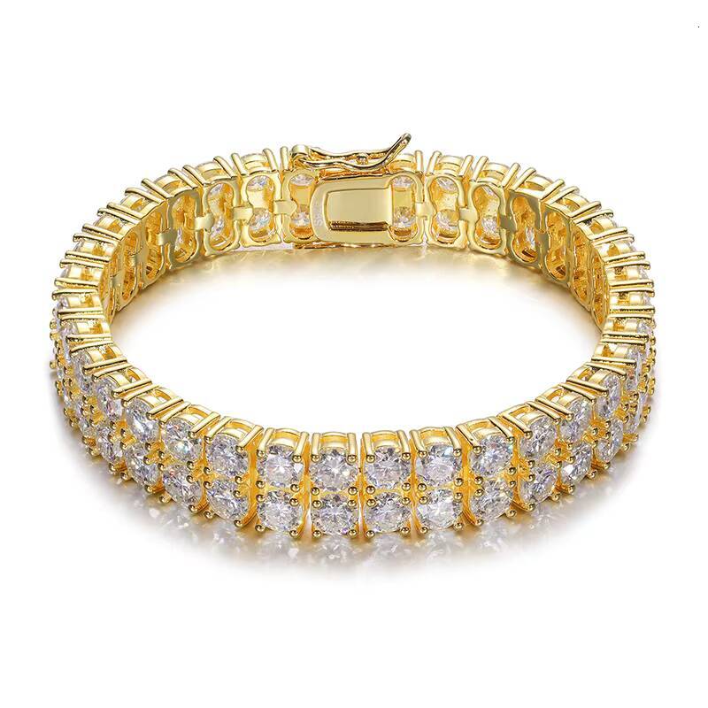 Dropshipping Fine Jewelry 2 Row 925 Sterling Silver Lab Grown VVS Moissanite Diamond Tennis Chain Bracelet for Men Women