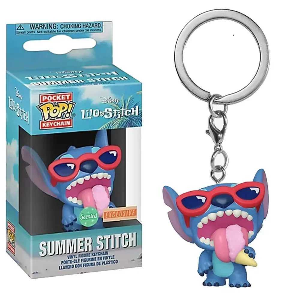 Disney FUNKO POP ELVIS STITCH IN BATHTUB Summer STITCH 626 Keychain Toy TIKI STITCH LILO Vinyl Figure Pocket Pop Keyring Toys H251127