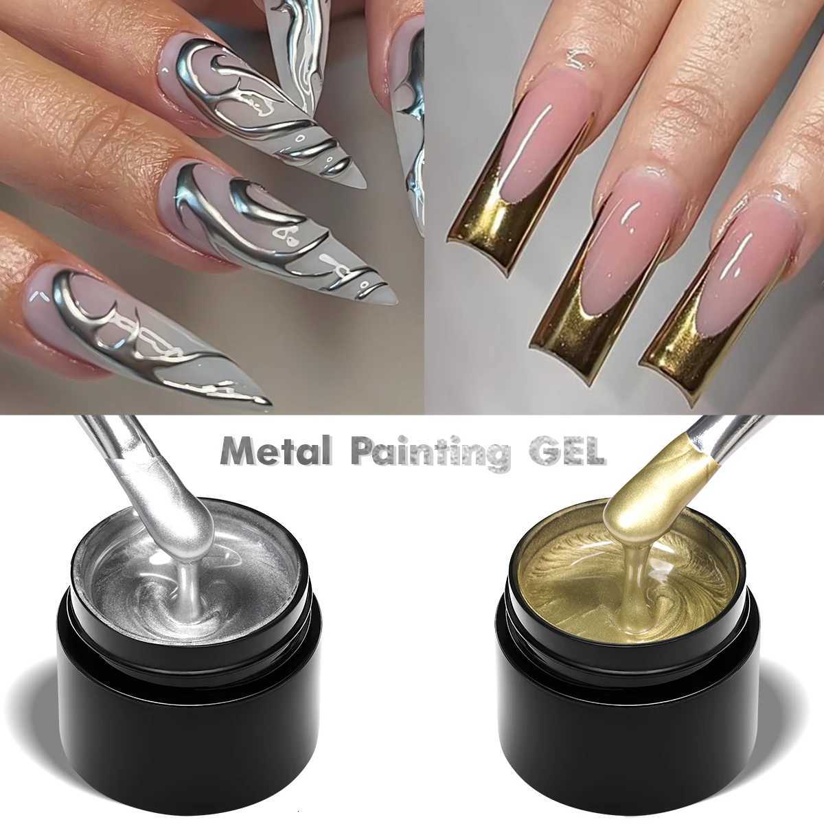 2/3pc Metal Painting Nail Gel Polish Set Gold Silver DIY Nail Art Supplies Varnish Semi Permanent UV/LED Manicure Gel DesignT251127