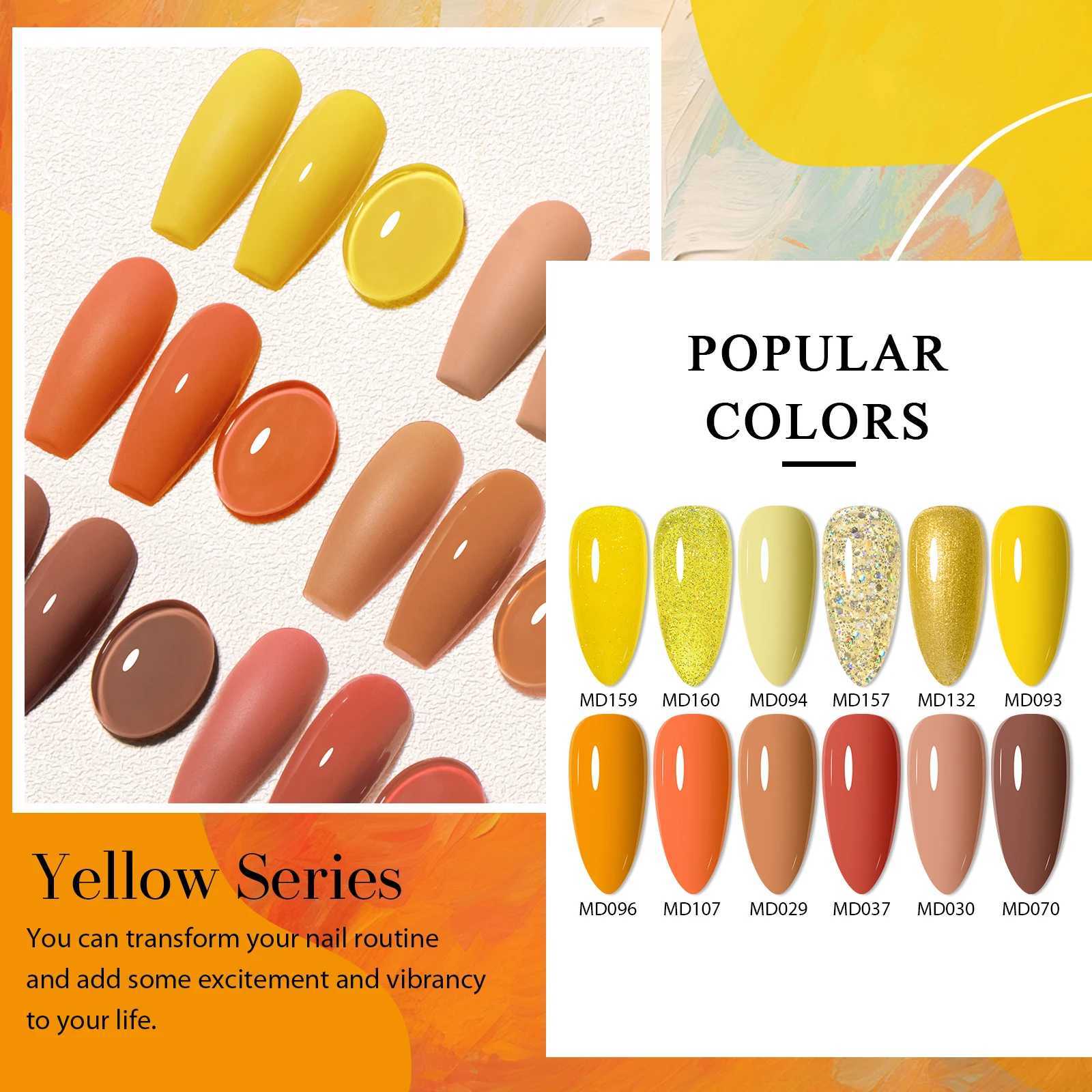 MSRUIOO 8ml Yellow Brown Glitter Gel Nail Polish Nail Supplies Autumn Winter Semi Permanent Nail Art Varnish For Nails ManicureT251127