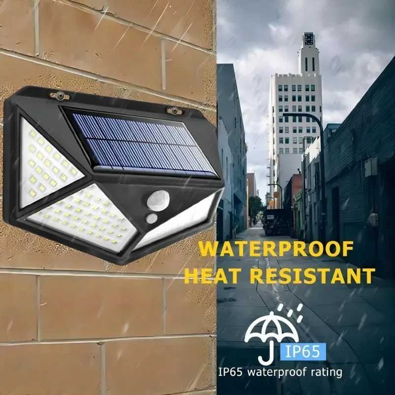 112PCS 100 LED Solar Wall Lamp 4 Sides Luminous With Motion Sensor Outdoor Garden Courtyard Waterproof Wall LightM251127
