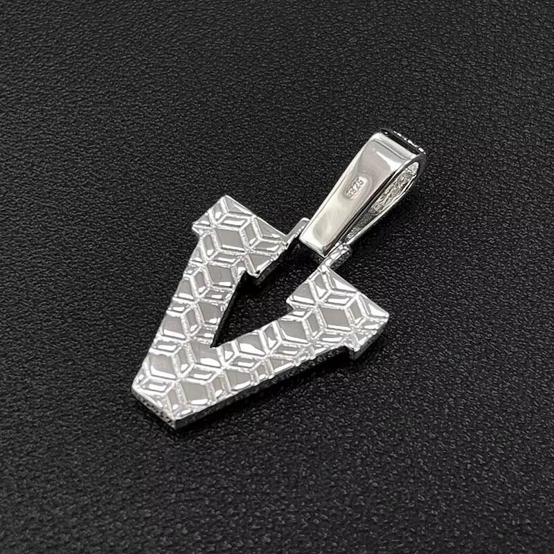 Personalized Mens Hip Hop Silver Letter Moissanite Pendant with Chain Custom Jewelry