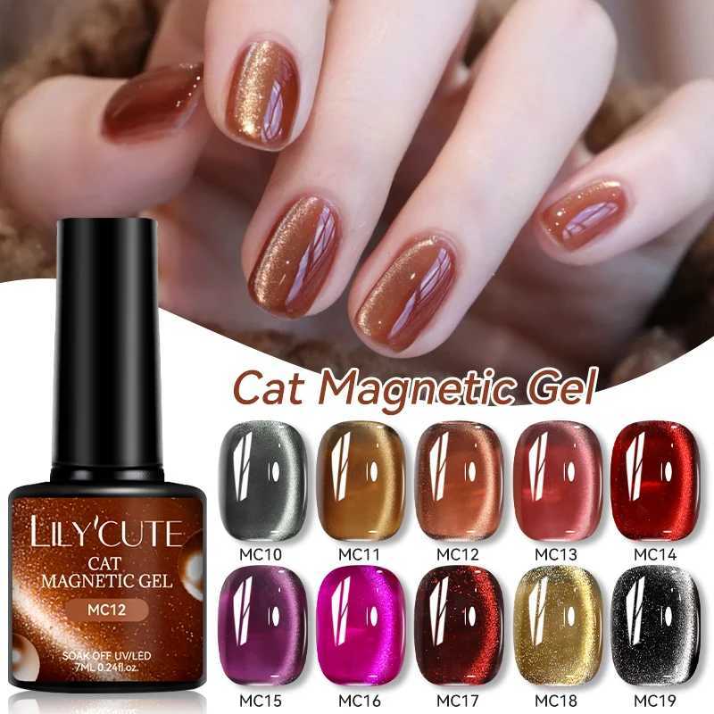 LILYCUTE 7ML Red Glass Bead Cat Magnetic Eye Nail Gel Polish Black Moonlight Crystal Autumn Winter Soak Off UV LED Salon VarnishT251127