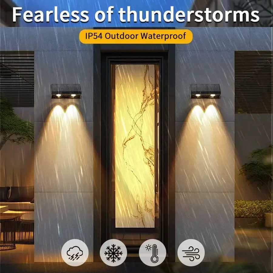Solar Wall Light Outdoor Garden Lights Solar Powered Waterproof Solar Porch Lights Wireless Wall Mount Lights for Yard BalconyM251127