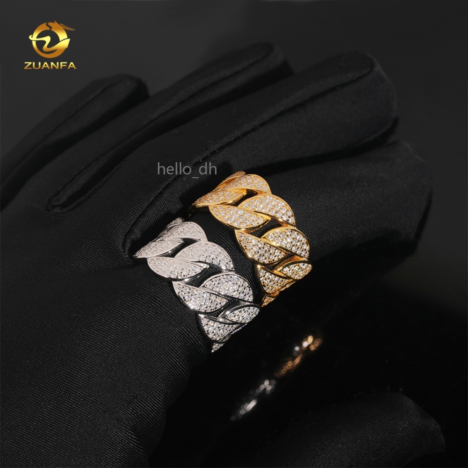 Luxury Fine Jewelry Hip Hop Rapper Iced Out Mens S925 Silver Cuban Moissanite Ring