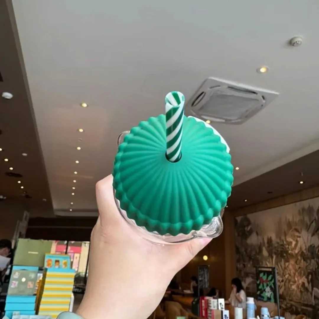 Bear Glass Mug 500ML Large Capacity Straight Drink Straw Cup With Cute Lid Portable For Daily Travel L251127