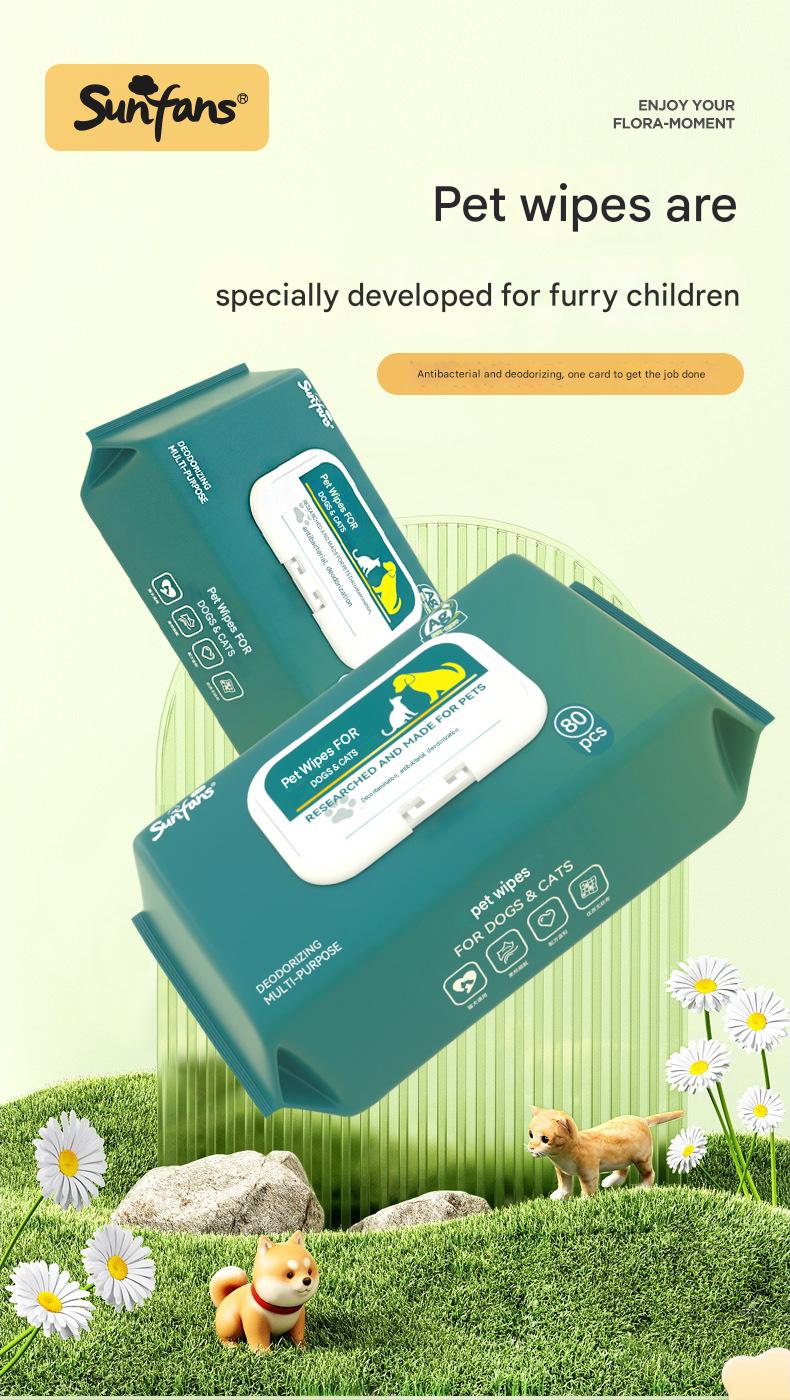 Pet wipes with 80 puffs, specifically designed for dogs, cat wipes, non washable, eye and tear stains, body supplies, wet wipes - view 7