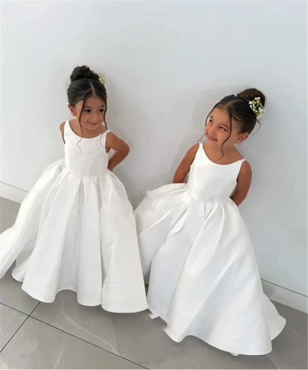 Elegant Flower Girl Dress With Bow Strap Mini Bridal Wedding Dress Kids Ball Gown First Communion Customized 251126