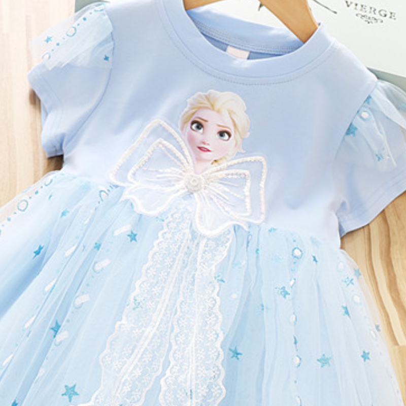 Kids designer clothes DISNEY Elsa princess dress baby girl summer clothes kids clothes Elsa dress children's baby net skirt cotton