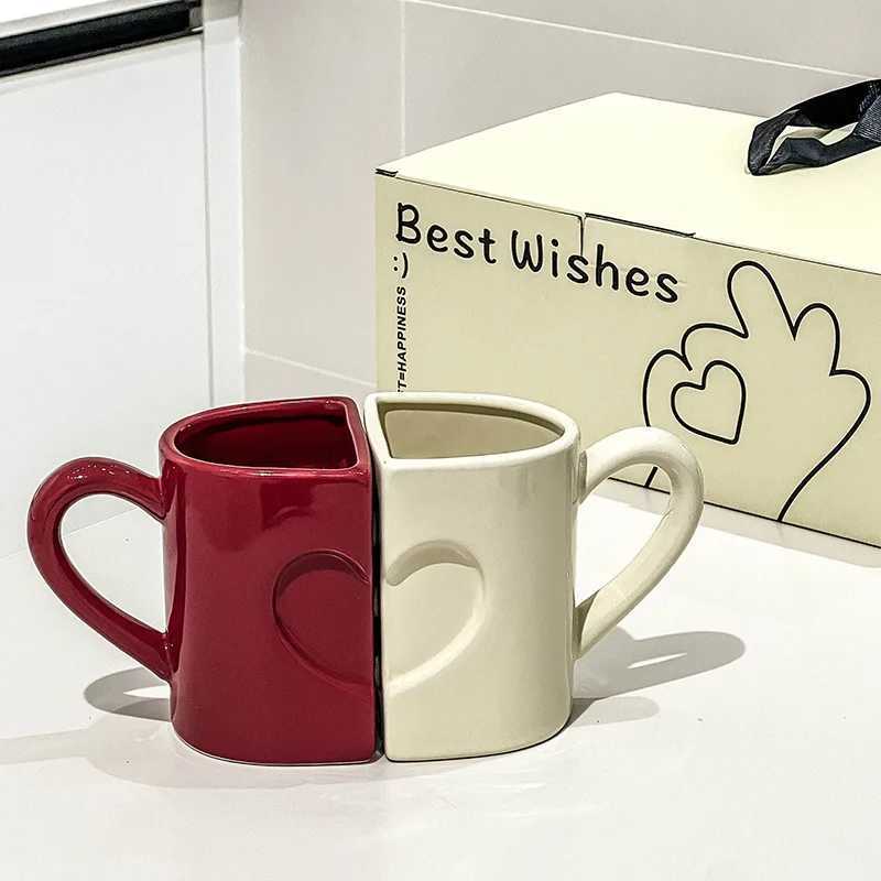 250ml Creative Ceramic Cup Set Couple Water Cup Mug Milk Coffee Cup Breakfast Cup With Gift Box As A Gift Valentines Day Mug C251127
