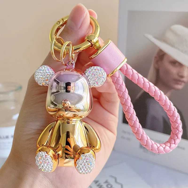 2025 Resin Electroplated Bear Keychain - Crystal Rhinestone Decor Fashion Bag Charm School GiftT251127