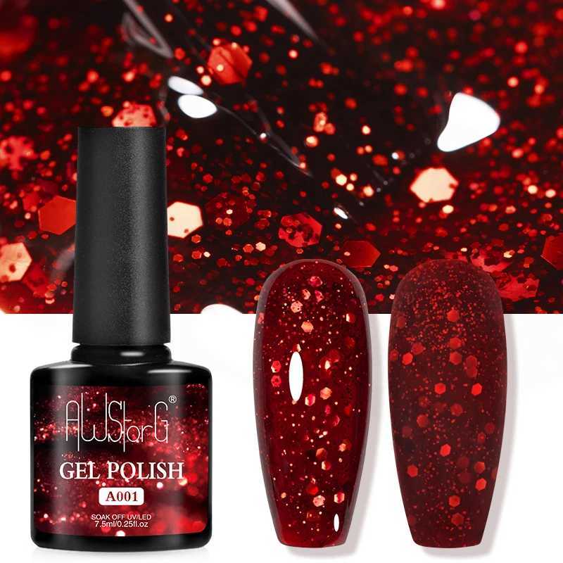 75ml Red Glitter Gel Nail Polish Crystal Semi Permanent Soak Off UV Gel Varnish Nail Art Manicure Base Matte Top Coat VernisT251127