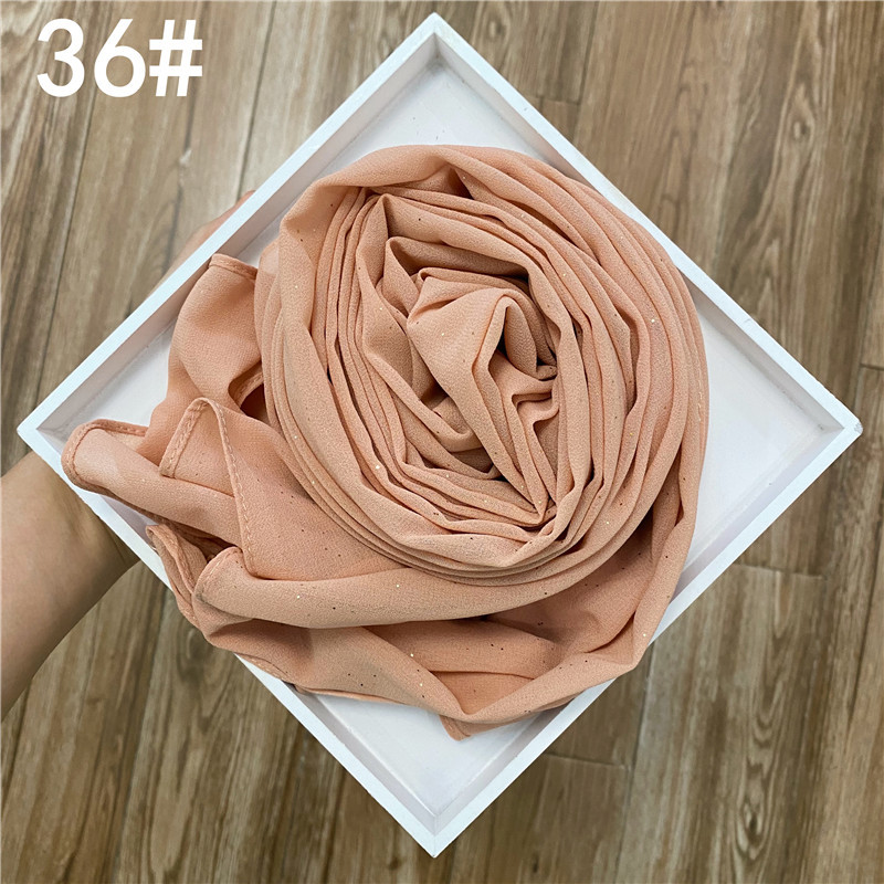K538Cross-border new solid color gold-sprayed chiffon fashion ethnic gold-sprayed scarf for women's head-wrapped shawl