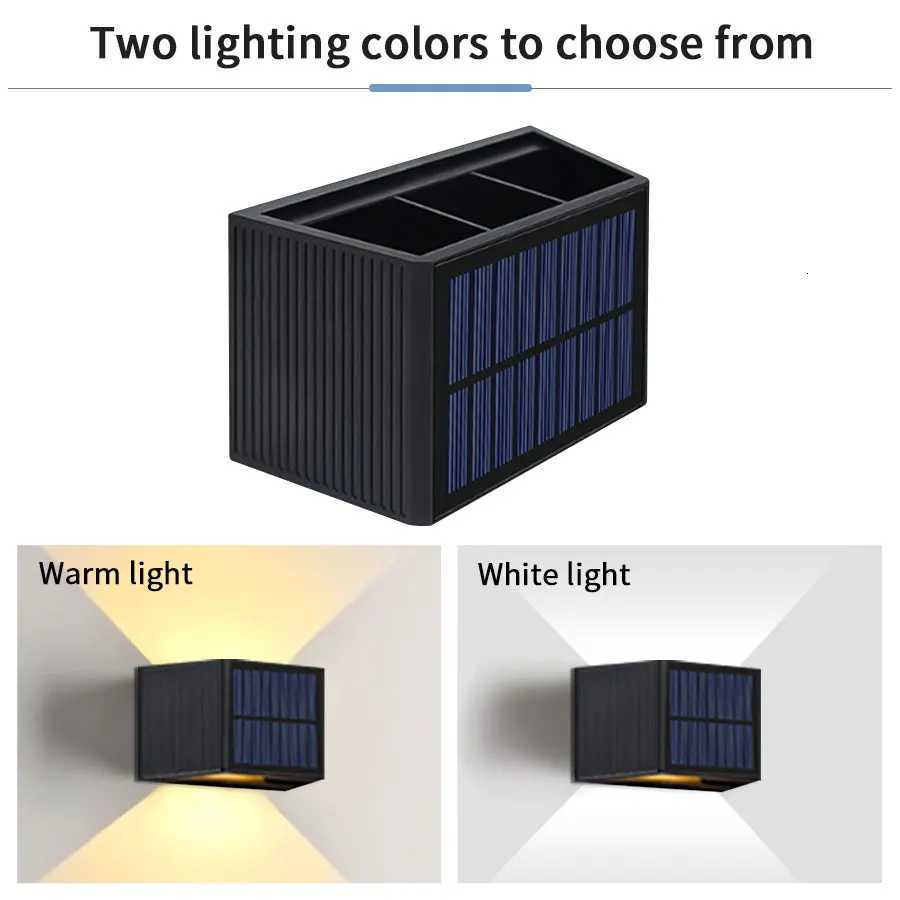 COB Outdoor Led Solar Light Garden Fence Wall Lamp Sunlight Dusk to Dawn Waterproof Up and Down Adjustable for Yard PathwayM251127