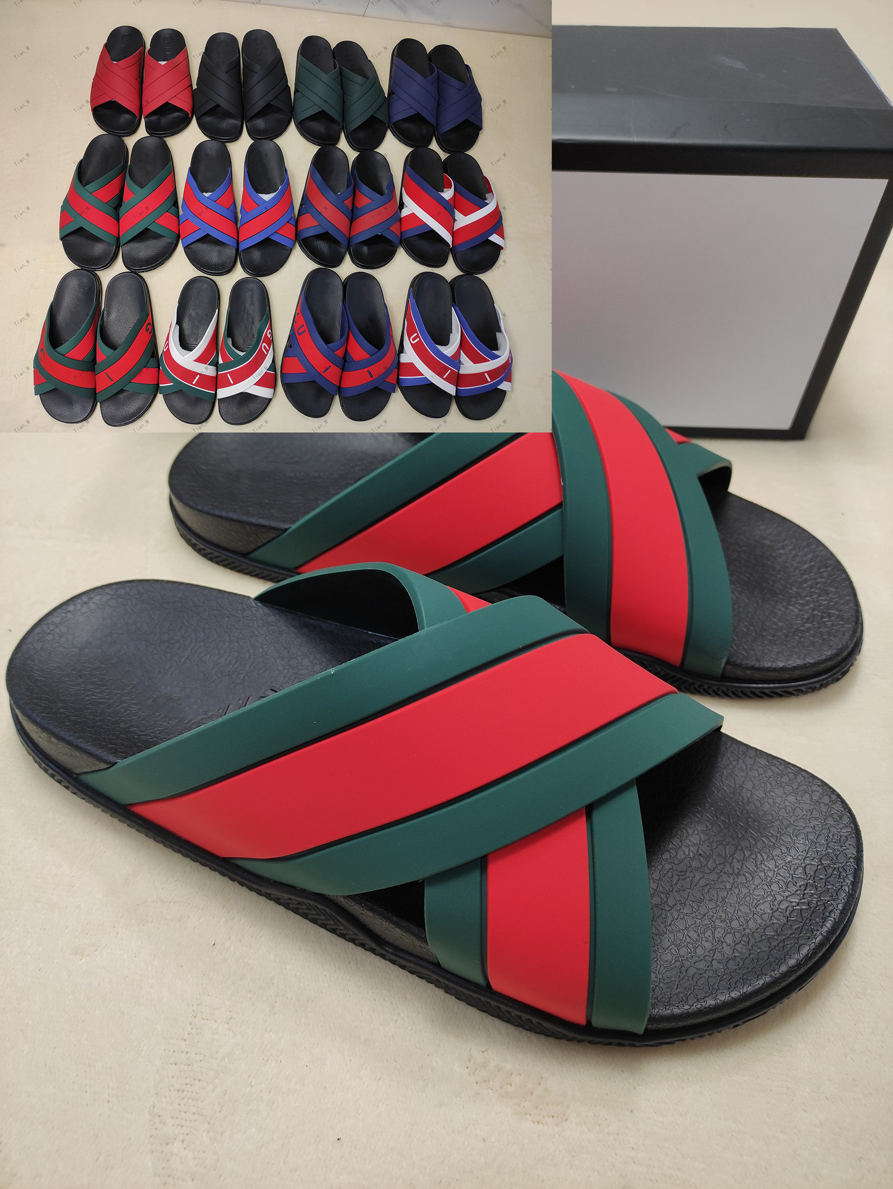 NEW arrival TOP Quality Designers Sandals Men Women Flip Flops flat Bottoms Beach Shoes Loafers Fashion Classic Floral Brocade Slides Flats Rubber shoes