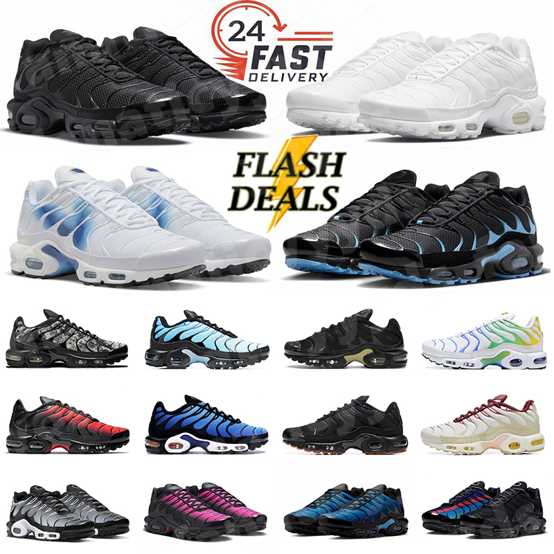 Tn Running Shoes Mens Trainers Triple White Black Metallic Silver Icons Swoosh Unity Hyper Blue Mens Trainers Sneakers 36-46